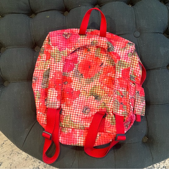 LeSportSac RARE Red Plaid Roses mini Backpack - Picture 5 of 6